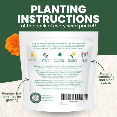 Family Sown marigolds act as pest deterrents in beds.