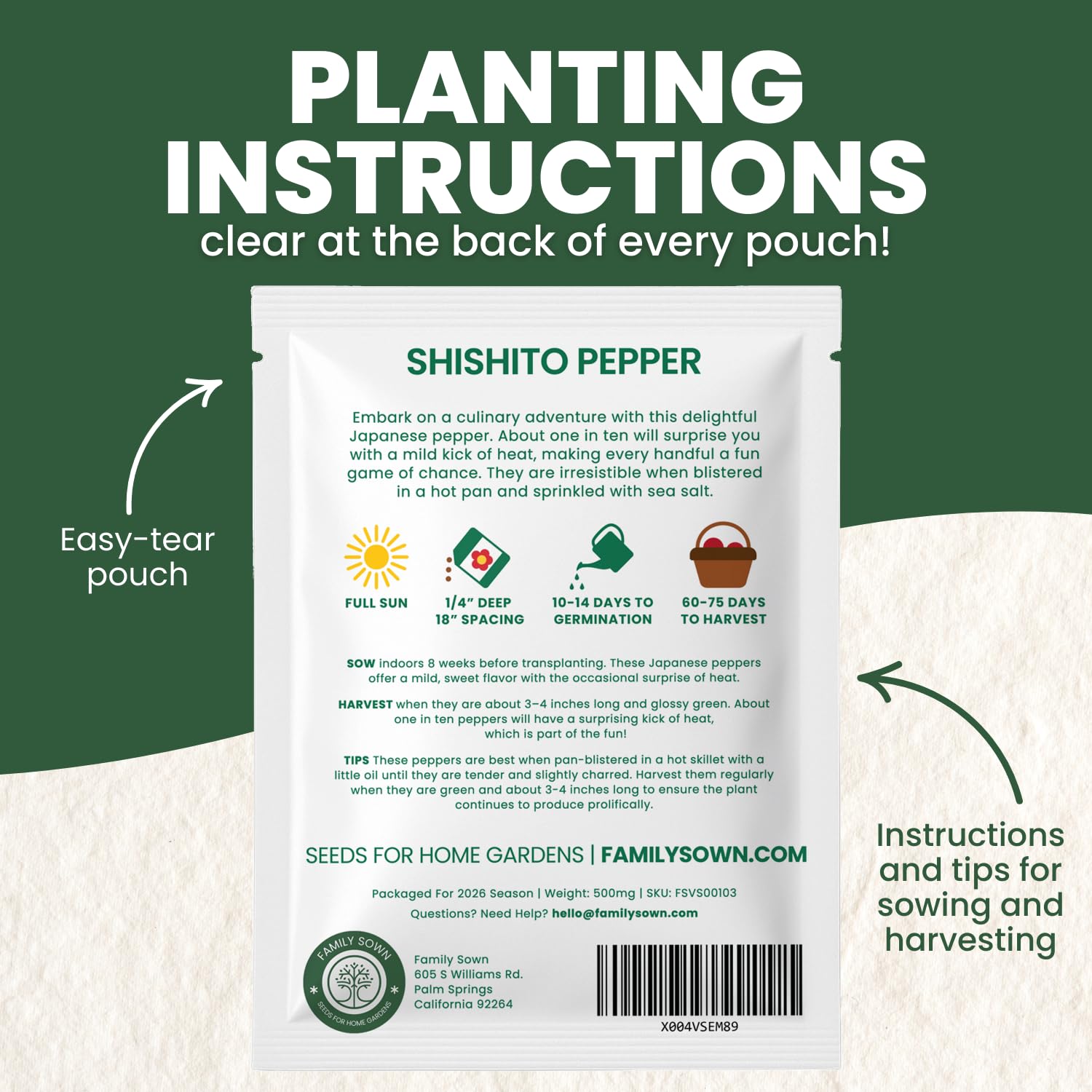Family Sown Shishito pepper compact plants thrive in small spaces with prolific yields.
