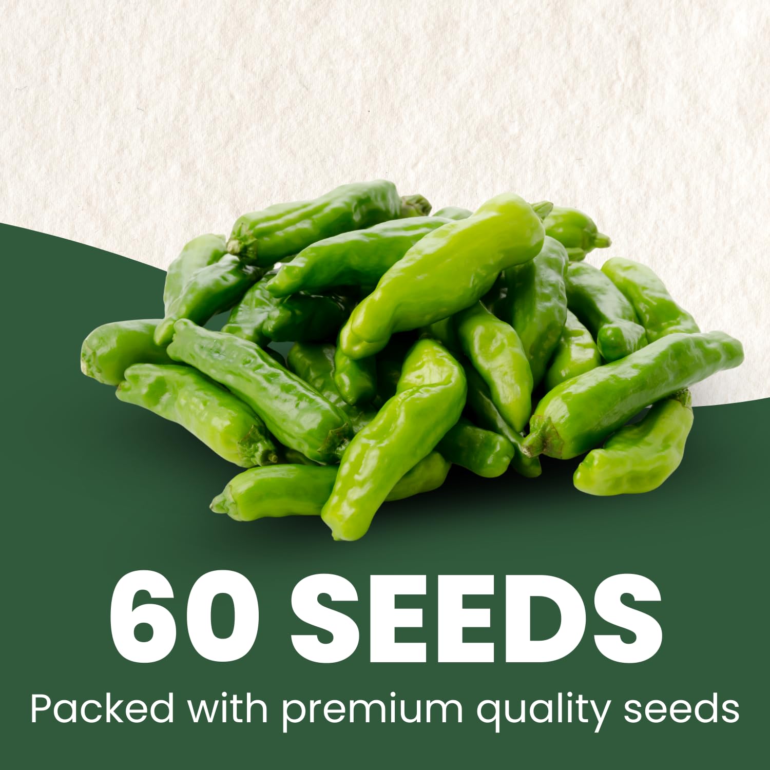 Family Sown Shishito pepper 500mg freshness pouch preserves viability for longer storage.
