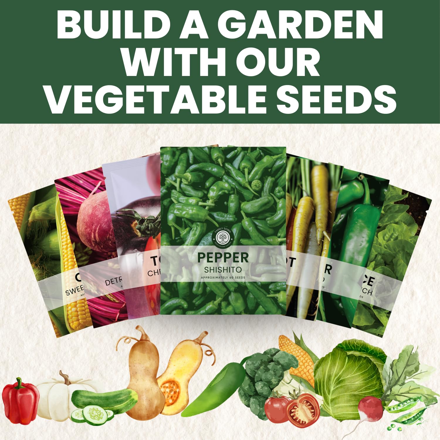 Family Sown seed packets include clear planting instructions and a freshness seal.
