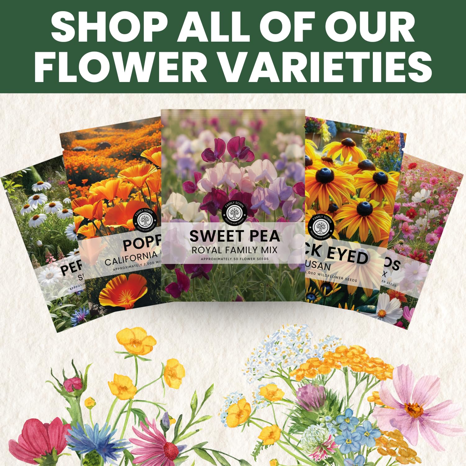 FAMILY SOWN Sweet Pea Royal Family Mix 2026 freshness preserves seeds