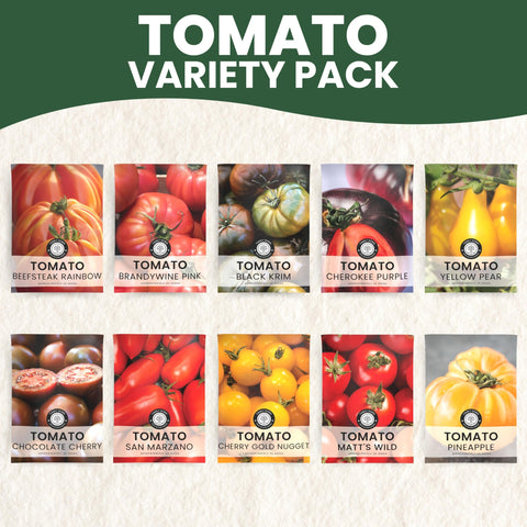 Family Sown tomato varieties assortment highlighting heirloom and classic types