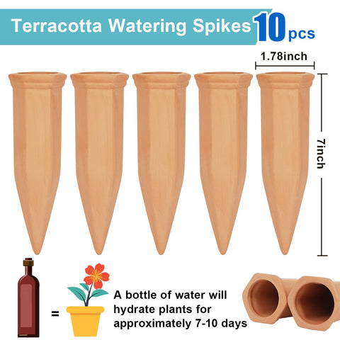 FAMILY terracotta self-watering nail close-up showing durable, eco-friendly watering solution.