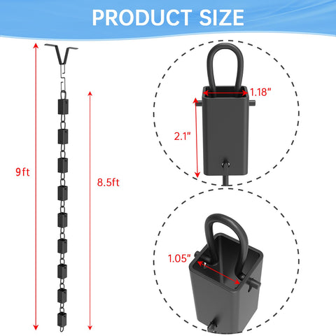 Famiron square rain chain hanging hook demonstrates easy outdoor installation.