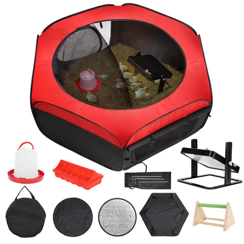 FAMIROSA brooder box with 10x10in plate, offering warm, stable space for chicks.