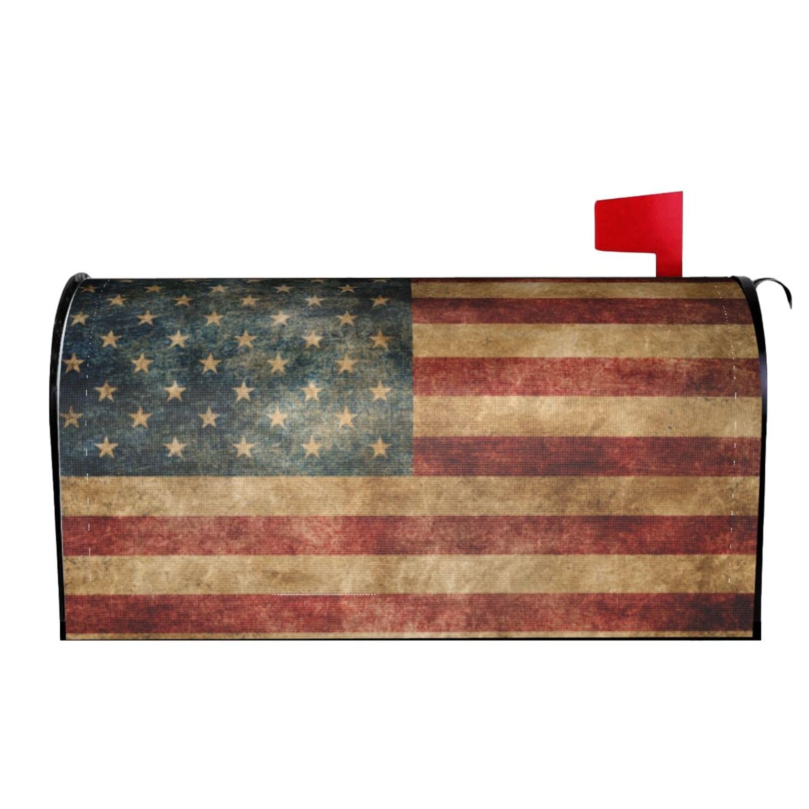 Famliihw American Flag Mailbox Cover close-up magnetic strip showing secure attachment for seasonal use