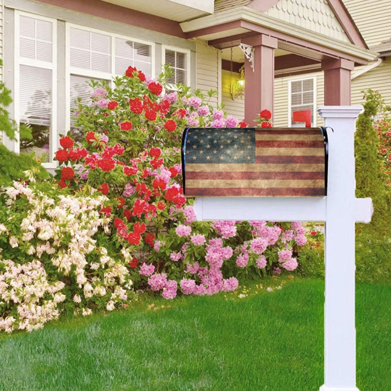 Famliihw American Flag Mailbox Cover weather-resistant oxford fabric withstands outdoors