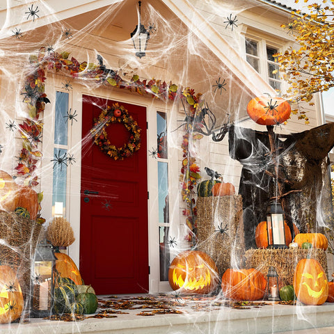Famoby diy halloween decoration showing easy customization with webs and props