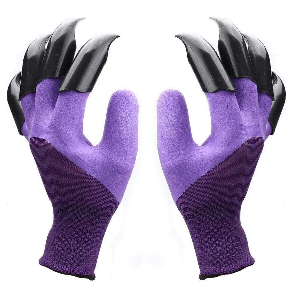 Famoy Claw Gardening Gloves digging soil with reinforced claws.