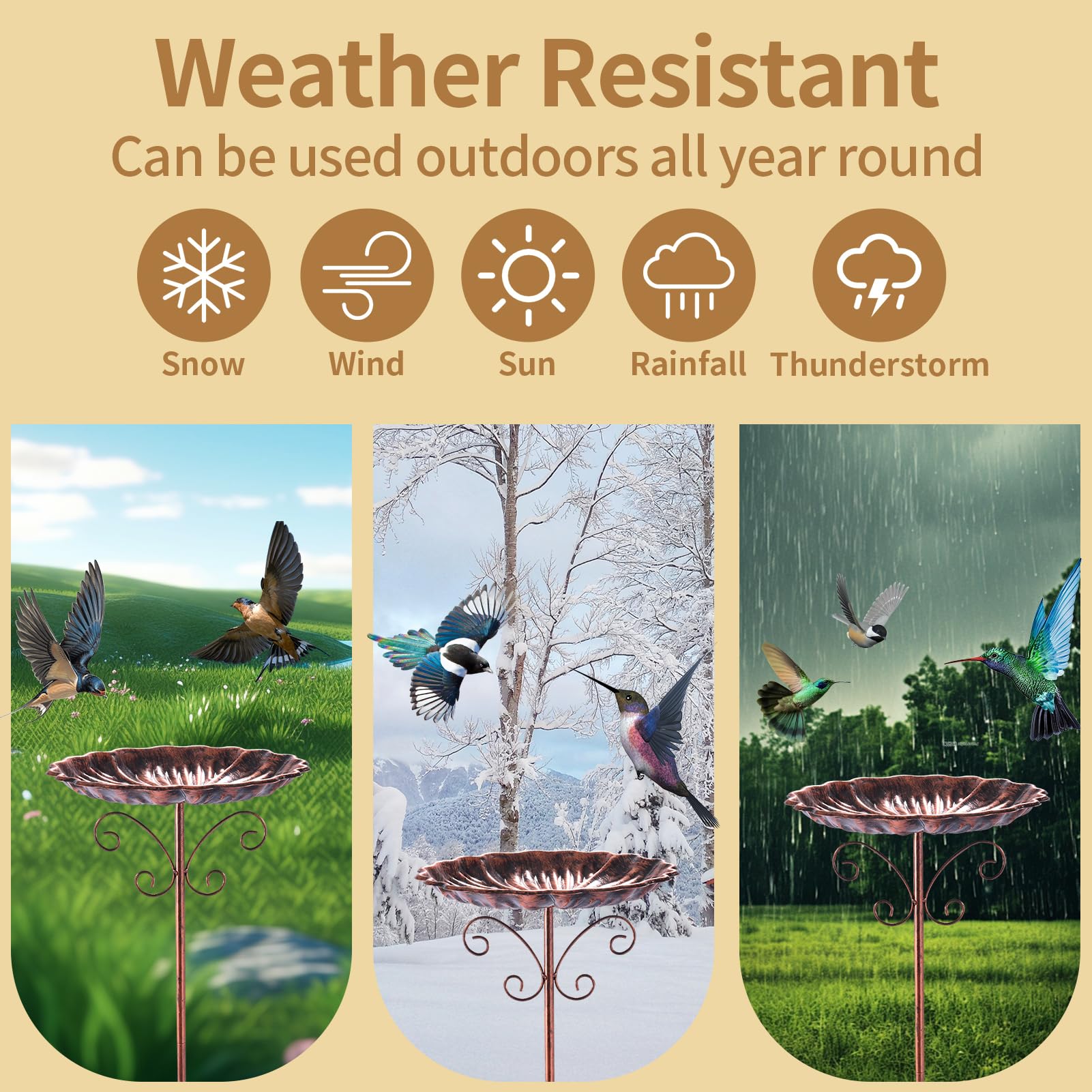 Fanado bronze bird bath enhancing outdoor decor for patio or yard