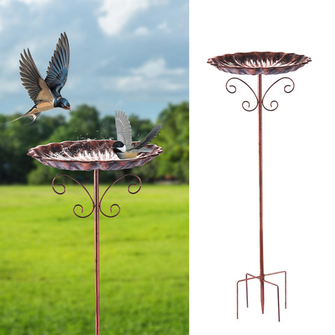 Fanado small metal bird bath base showing enhanced backyard stability