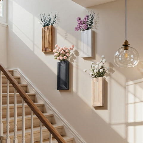 FancyPlus versatile wood wall vases elevate interior design in small spaces.