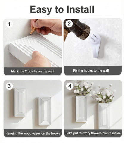 FancyPlus grooved wood texture wall vase adds tactile depth to any wall