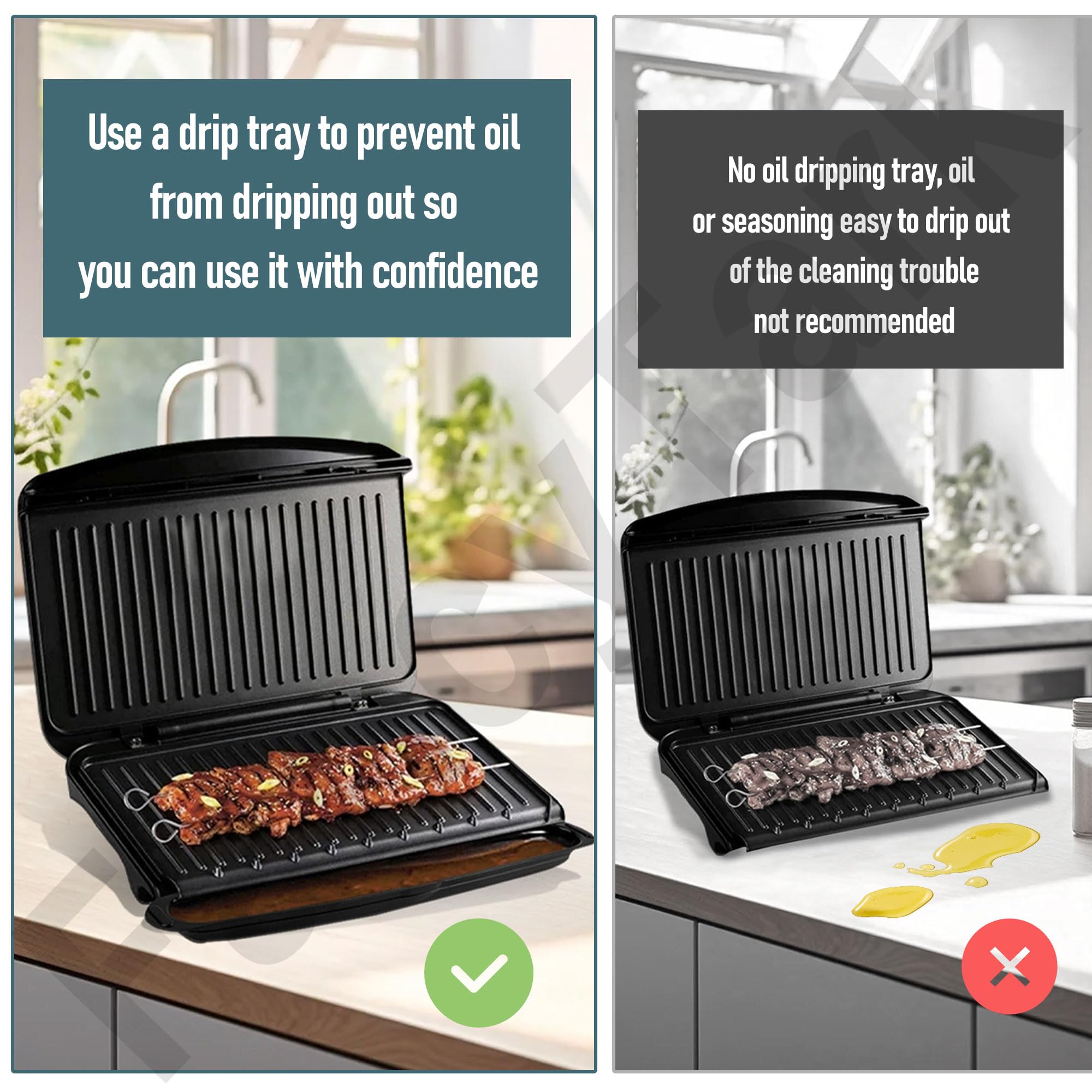 FancyTark easy-clean tray makes post-grill cleanup quick and simple