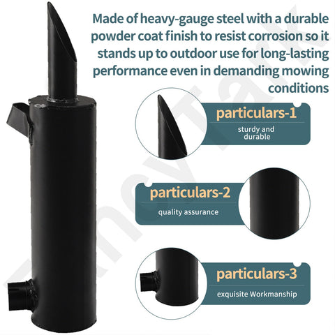 FancyTark IH-393840-R91 muffler safely expels exhaust and shields components.