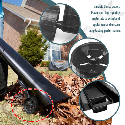 FancyTark leaf vacuum wheel-assembly closeup shows sturdy construction for long service.