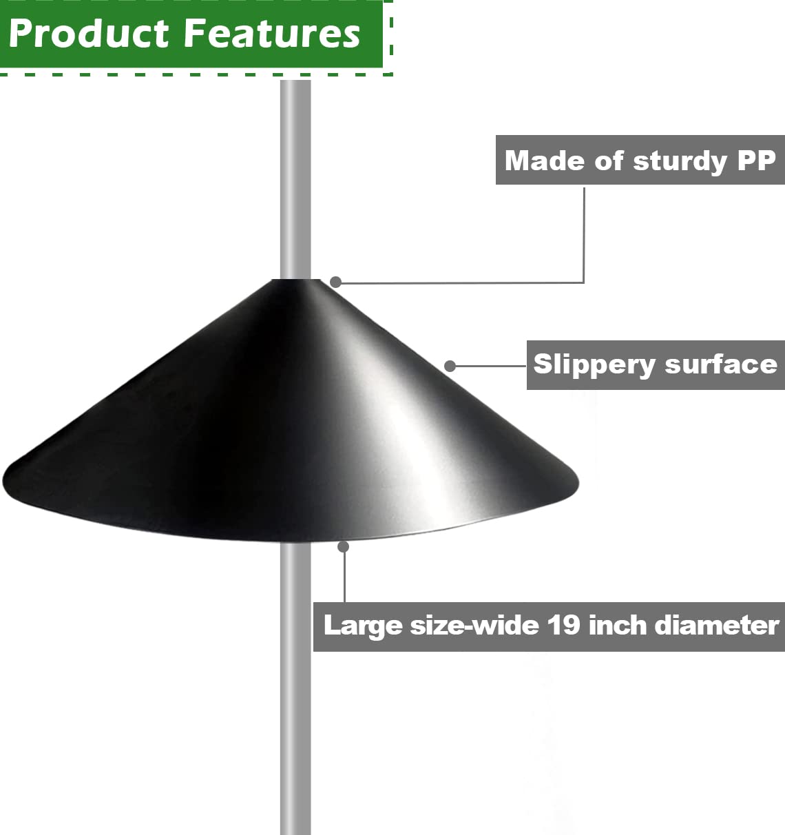 Fandature black finish blends with garden decor for outdoor use.