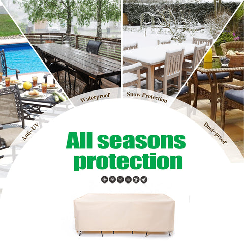 F&J Outdoors sizes designed for 72–84 inch oval or rectangular sets.