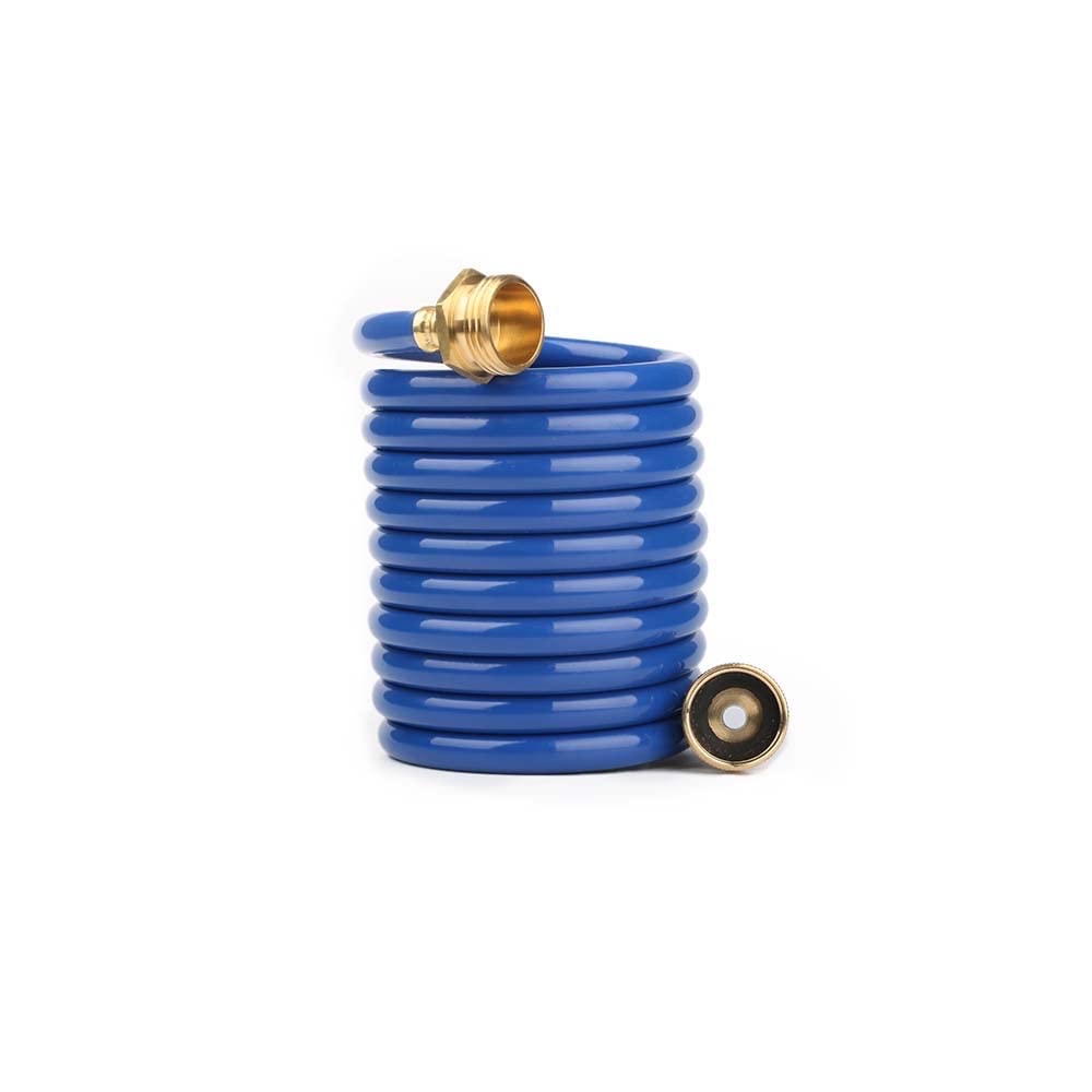 FangFarm 10ft lightweight coiled hose ideal for compact patios.