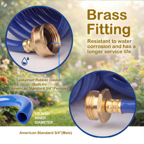FangFarm coiled flexibility hose in use, ideal for tight balconies.