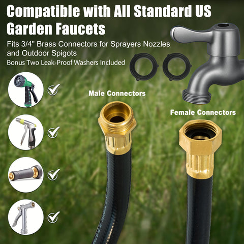 FangFarm hose flexes around corners, reducing kinks during yard chores