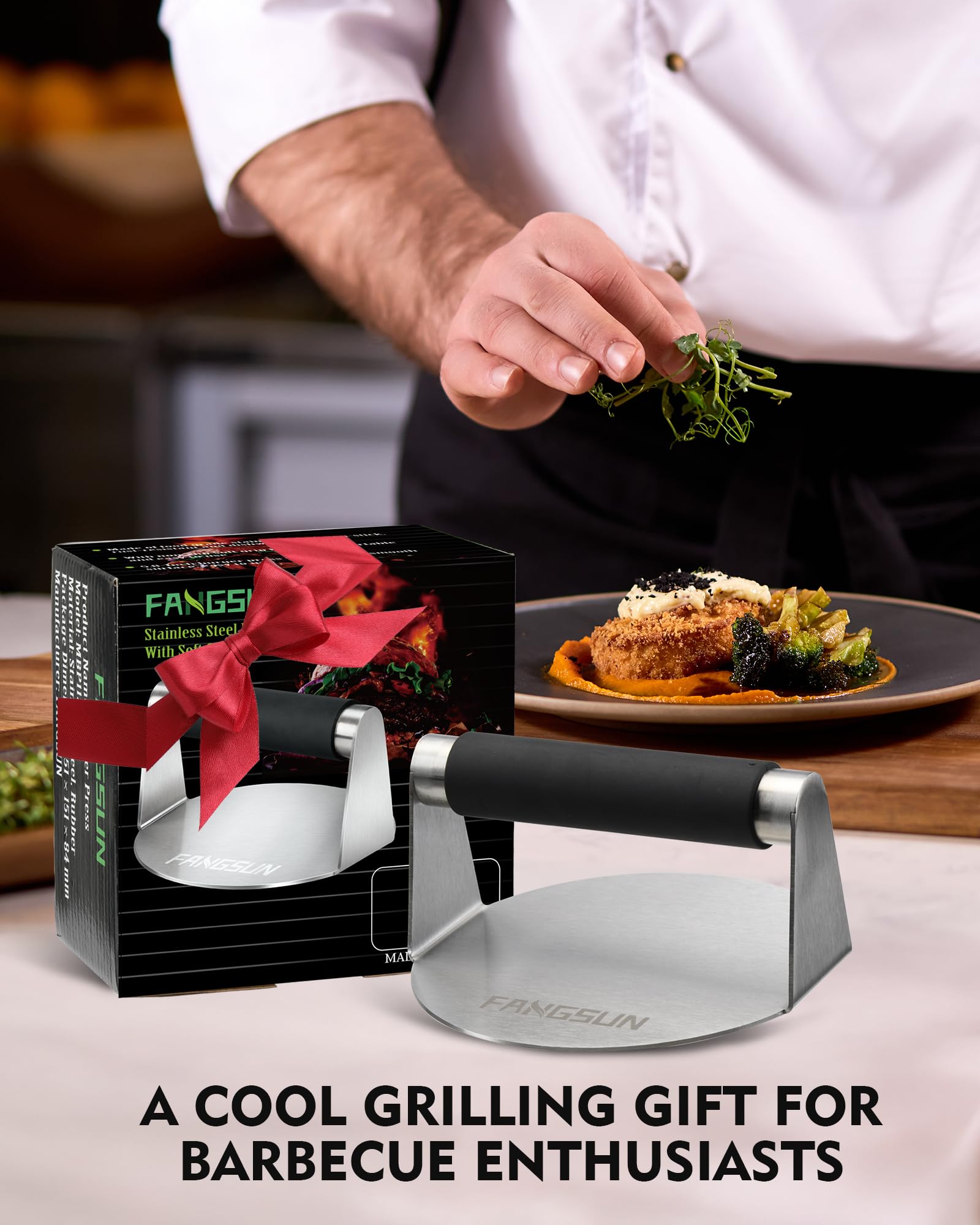 FANGSUN burger press packaged for gift-ready delivery