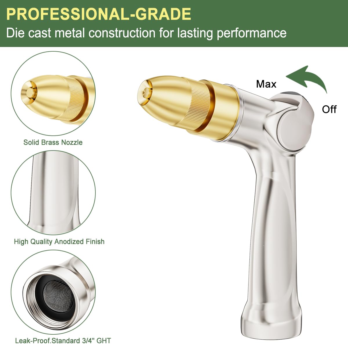 FANHAO adjustable jet shows versatile spray patterns for watering and cleaning