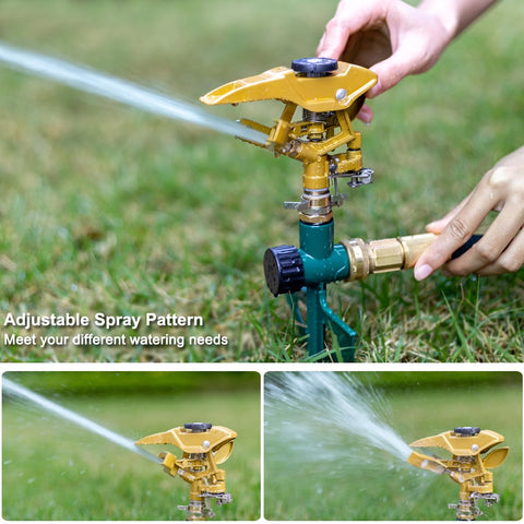FANHAO brass inlet and flow-through design enable chaining multiple sprinklers.