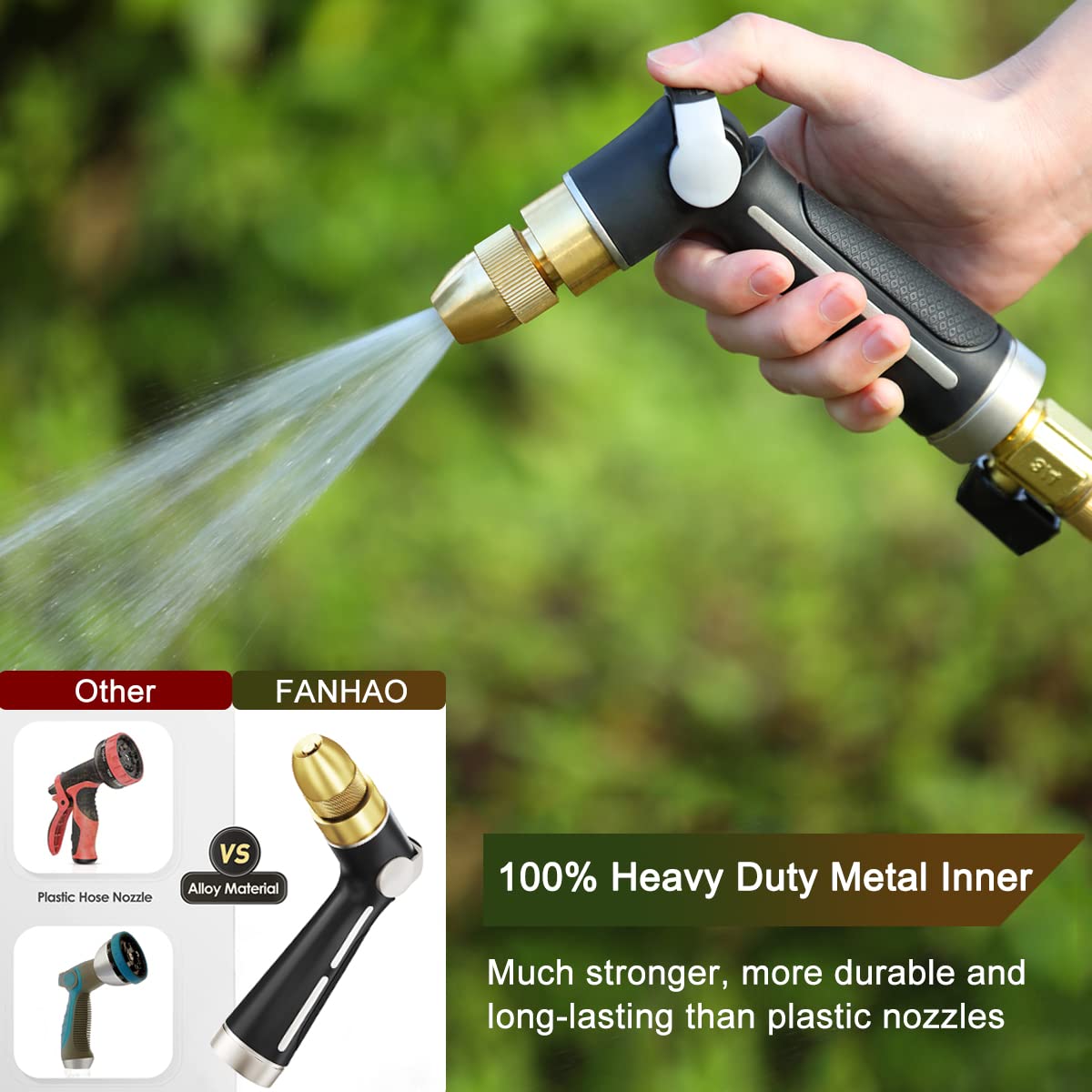 FANHAO durable zinc-alloy nozzle endures daily use and weather