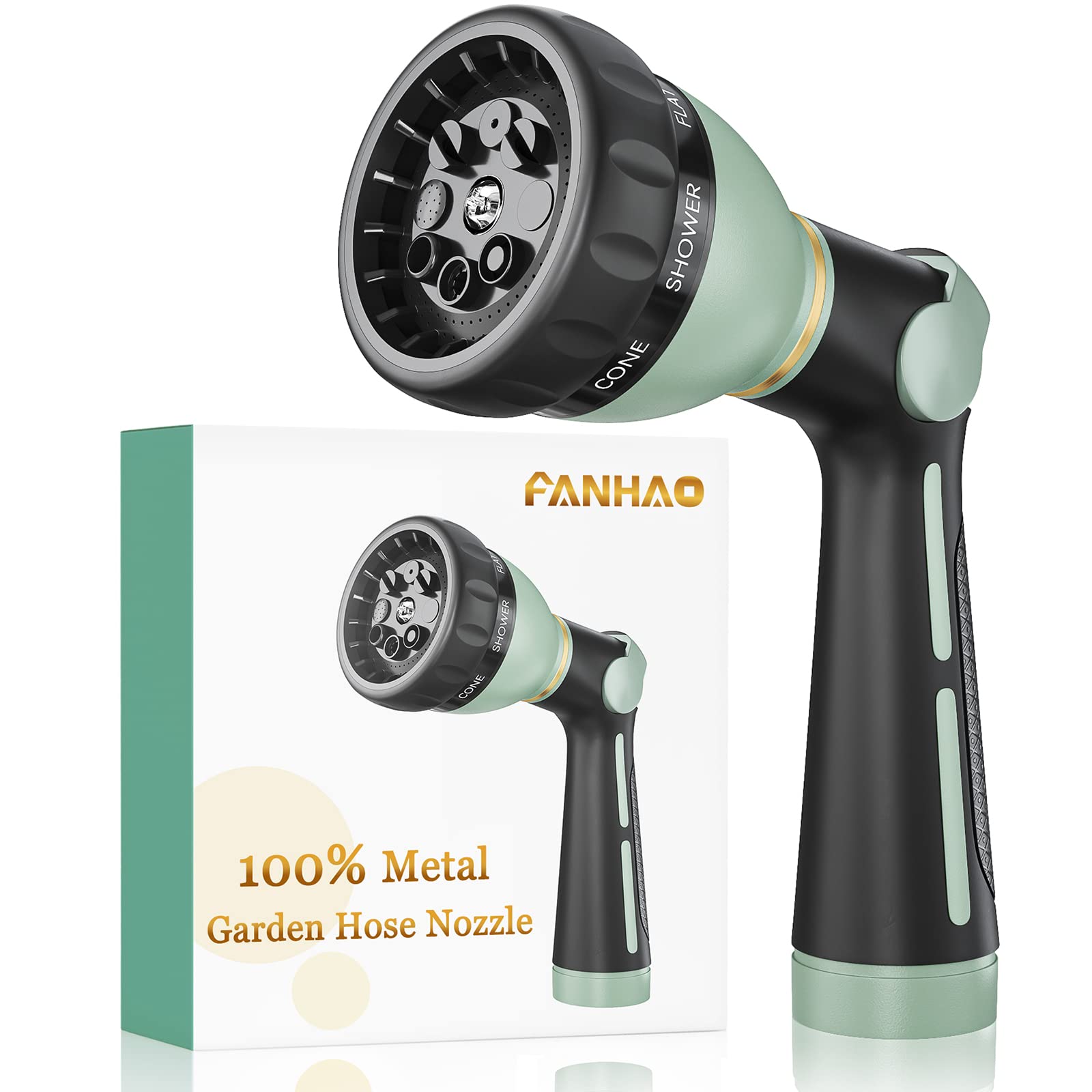 FANHAO garden hose nozzle with a durable metal body for reliable watering