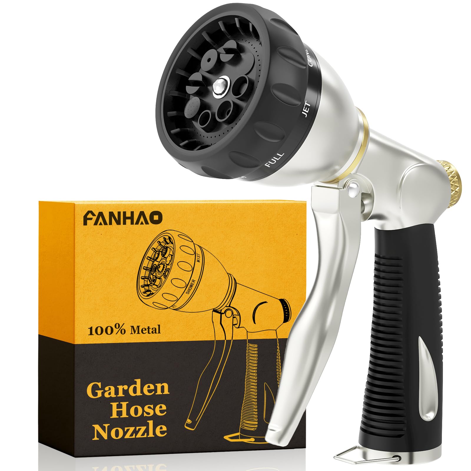 FANHAO heavy-duty hose nozzle with die-cast metal for lasting durability.