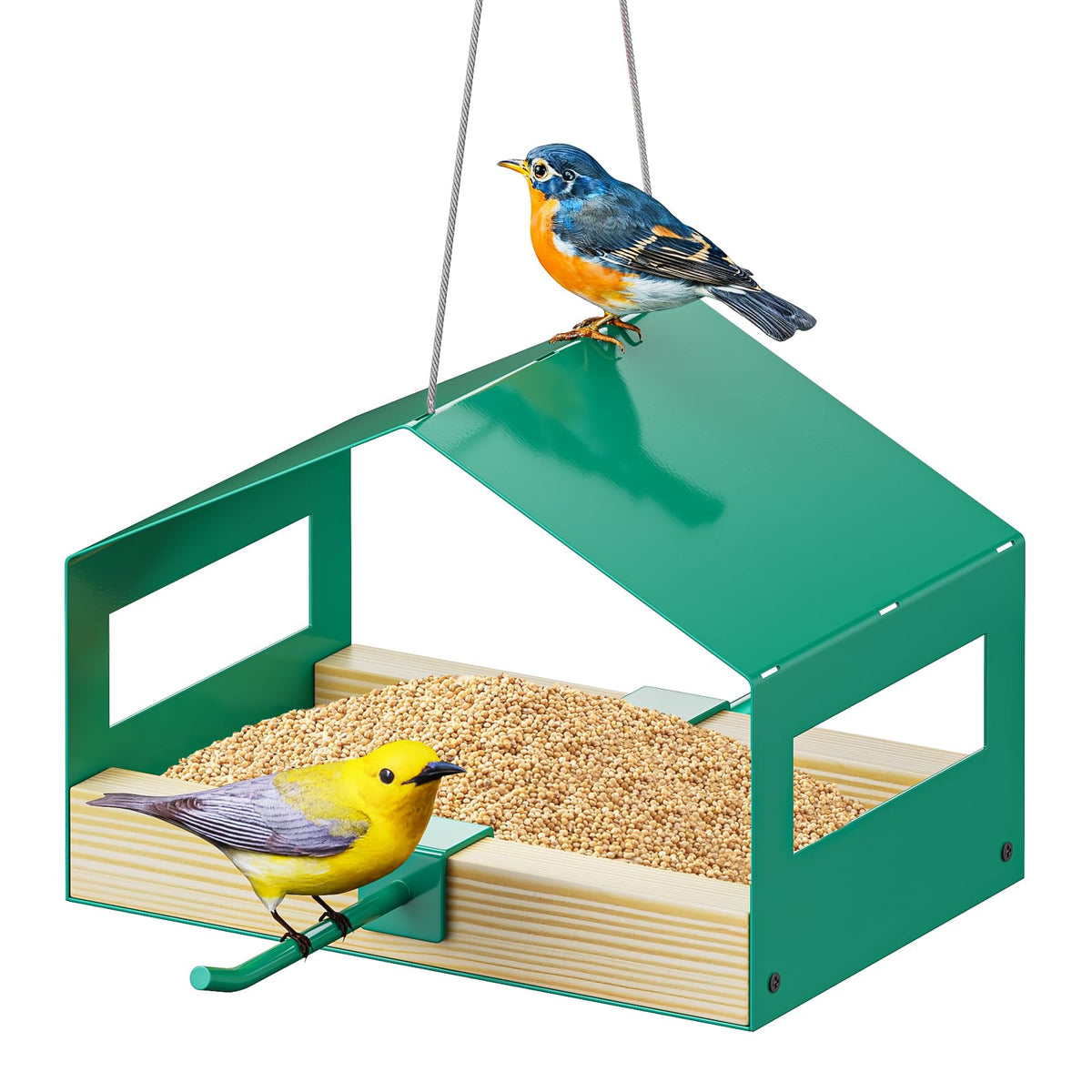 FANHAO metal bird feeder hanging outdoors with weatherproof finish for year-round use