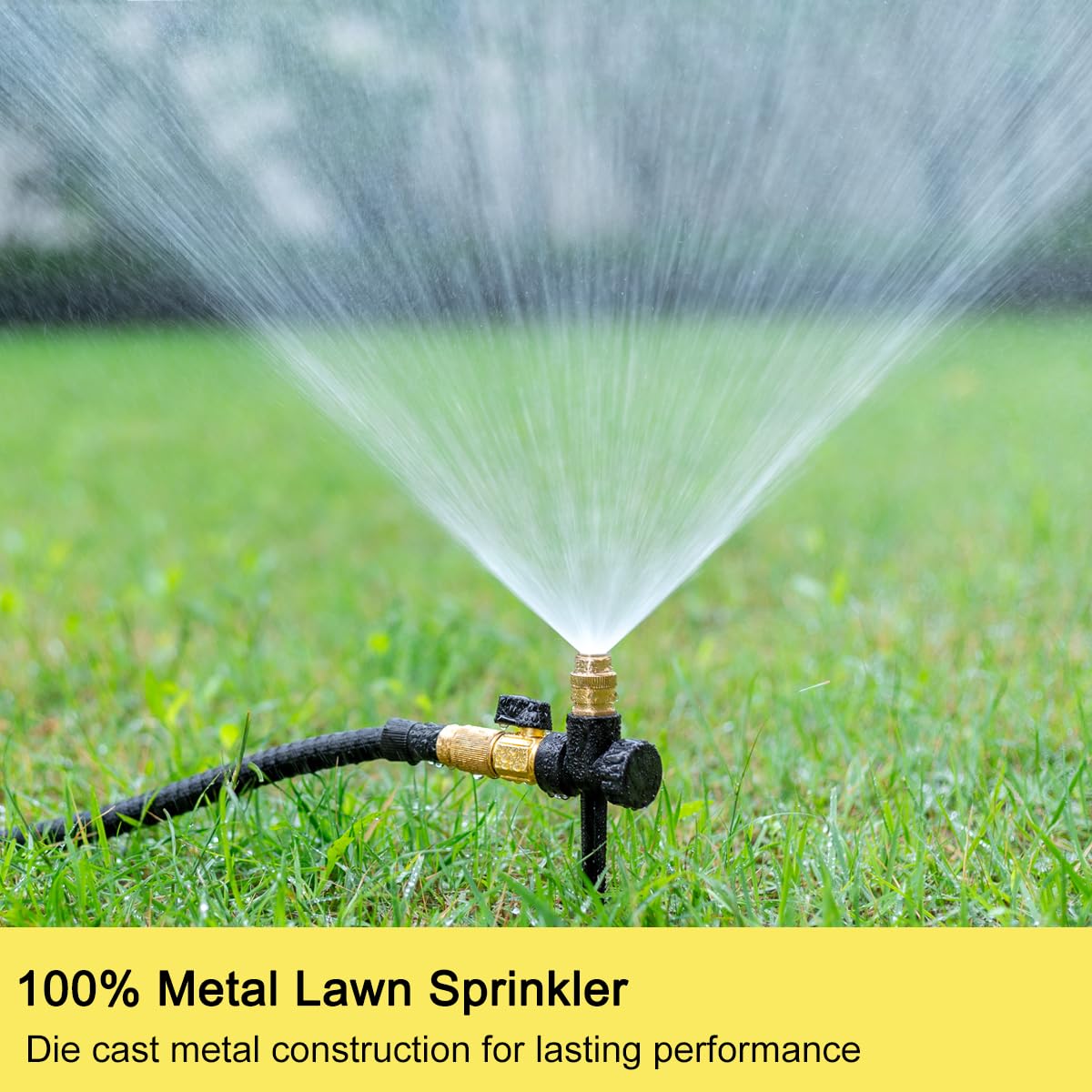 FANHAO sprinkler base in zinc alloy provides stable support for steady watering.