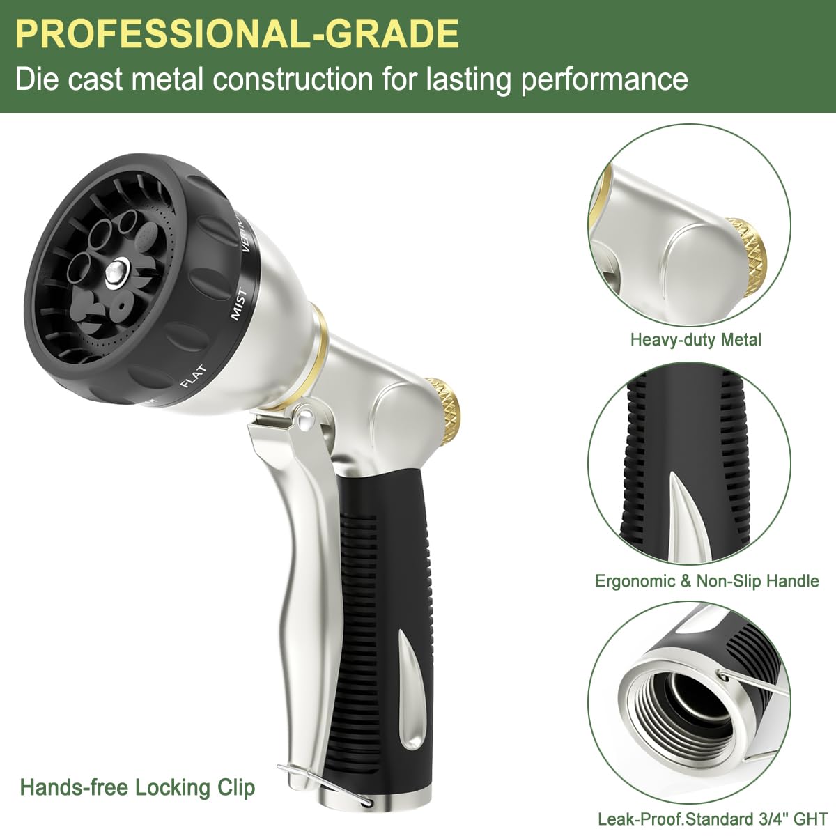 FANHAO soft rubber grip nozzle for comfortable all-day use.