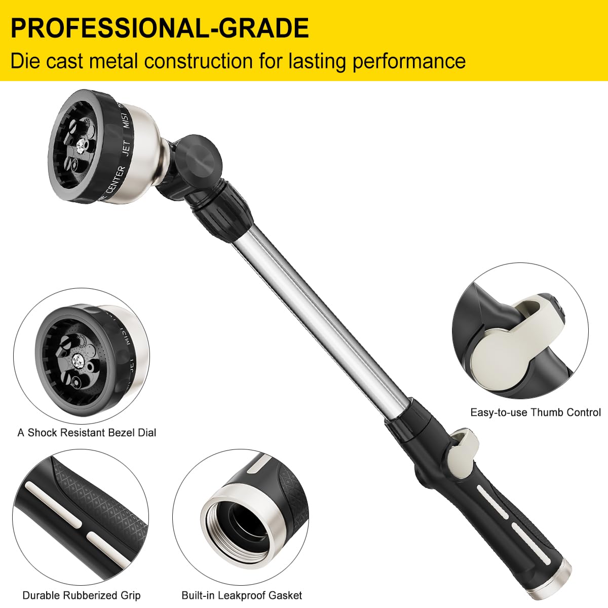 FANHAO thumb flow control wand for easy water on/off without squeezing.