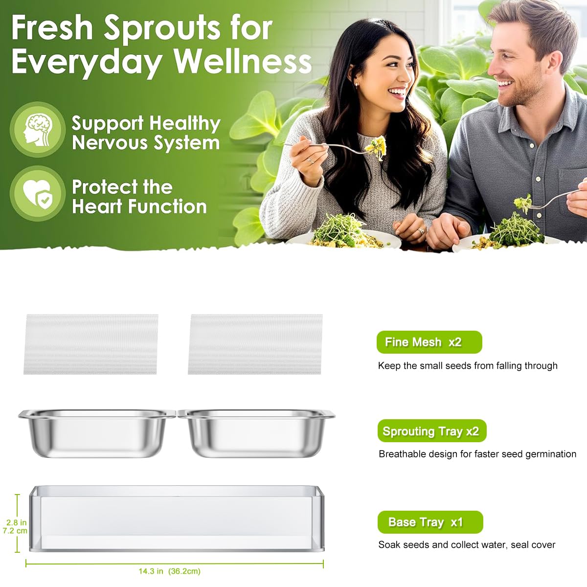 FANHAO variety sprouts including mung, wheatgrass, and alfalfa for versatile indoor growing