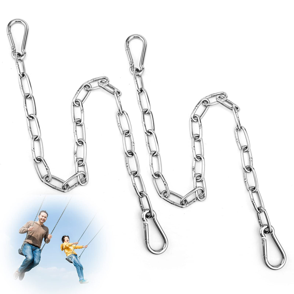 FANKUTOYS hanging chair chains 2-pack with adjustable height for outdoor seating