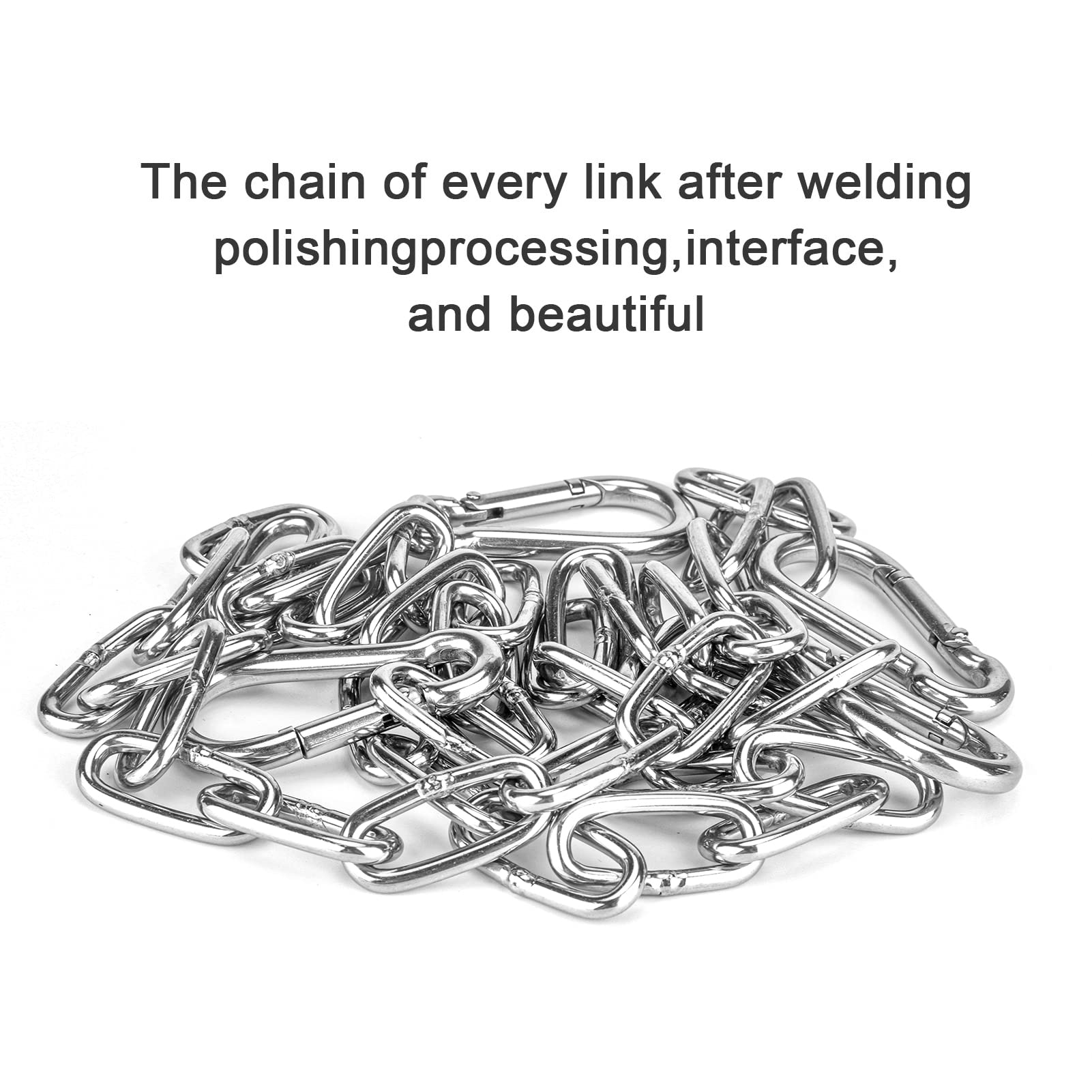 FANKUTOYS hanging chair chains closeup highlights corrosion-resistant 304 stainless steel