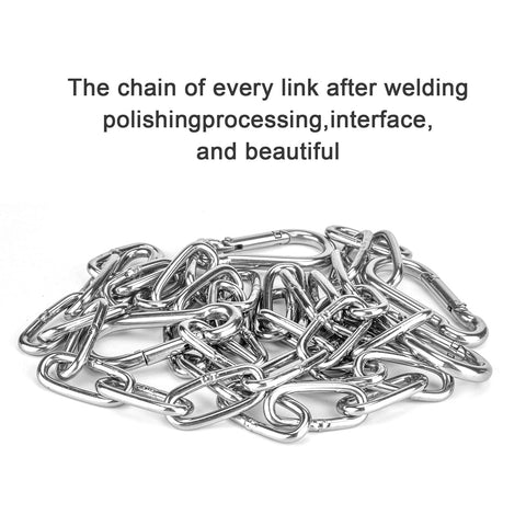 FANKUTOYS hanging chair chains closeup highlights corrosion-resistant 304 stainless steel