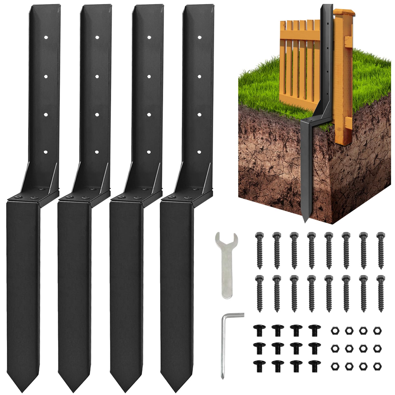 Fanmoss fence post repair kit assembly with all components for sturdy fixes.