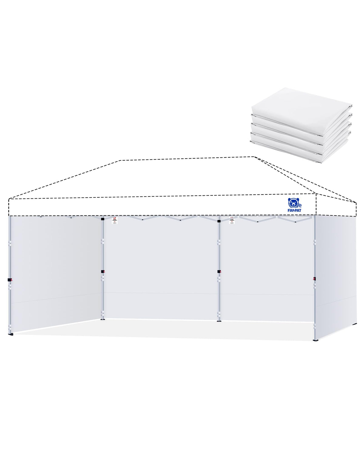 Fanpat 10x20 canopy sidewall white four-panel privacy enclosure for outdoor use