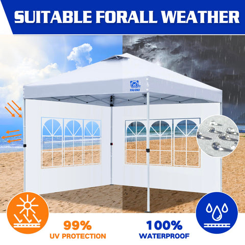 FANPAT 2-pack side walls provide easy weather protection.
