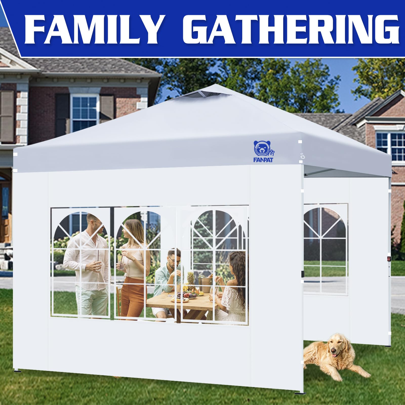 FANPAT outdoor event sidewall ideal for weddings and picnics.