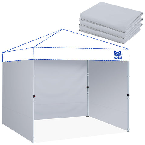 Fanpat instant canopy sidewall front view for shade and rain protection.