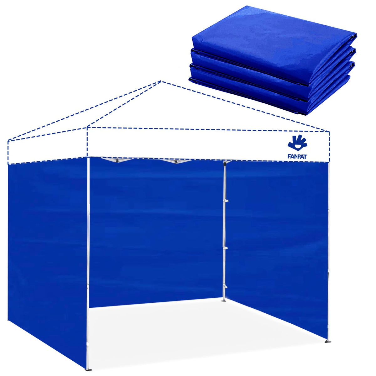 Fanpat Instant Canopy sidewall blue panel front view for outdoor shading