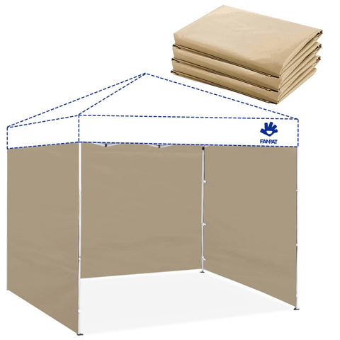 FANPAT Instant Canopy Sidewall khaki front view for 10x10 setups, weather protection
