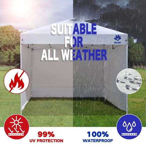 FANPAT sidewall 120x86 inches demonstrates size fit for most pop-up canopies