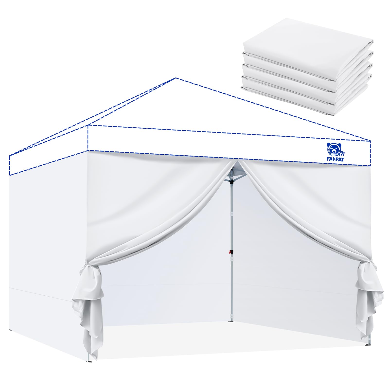FANPAT sidewall with doors open for 10x10 canopy, easy privacy and airflow control.