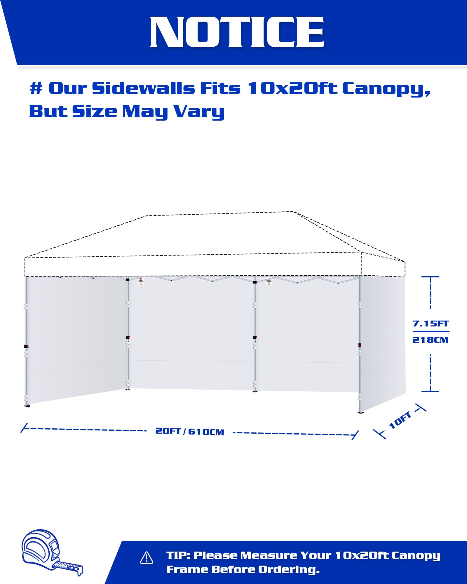 Fanpat sidewall in outdoor setup shows privacy and wind protection
