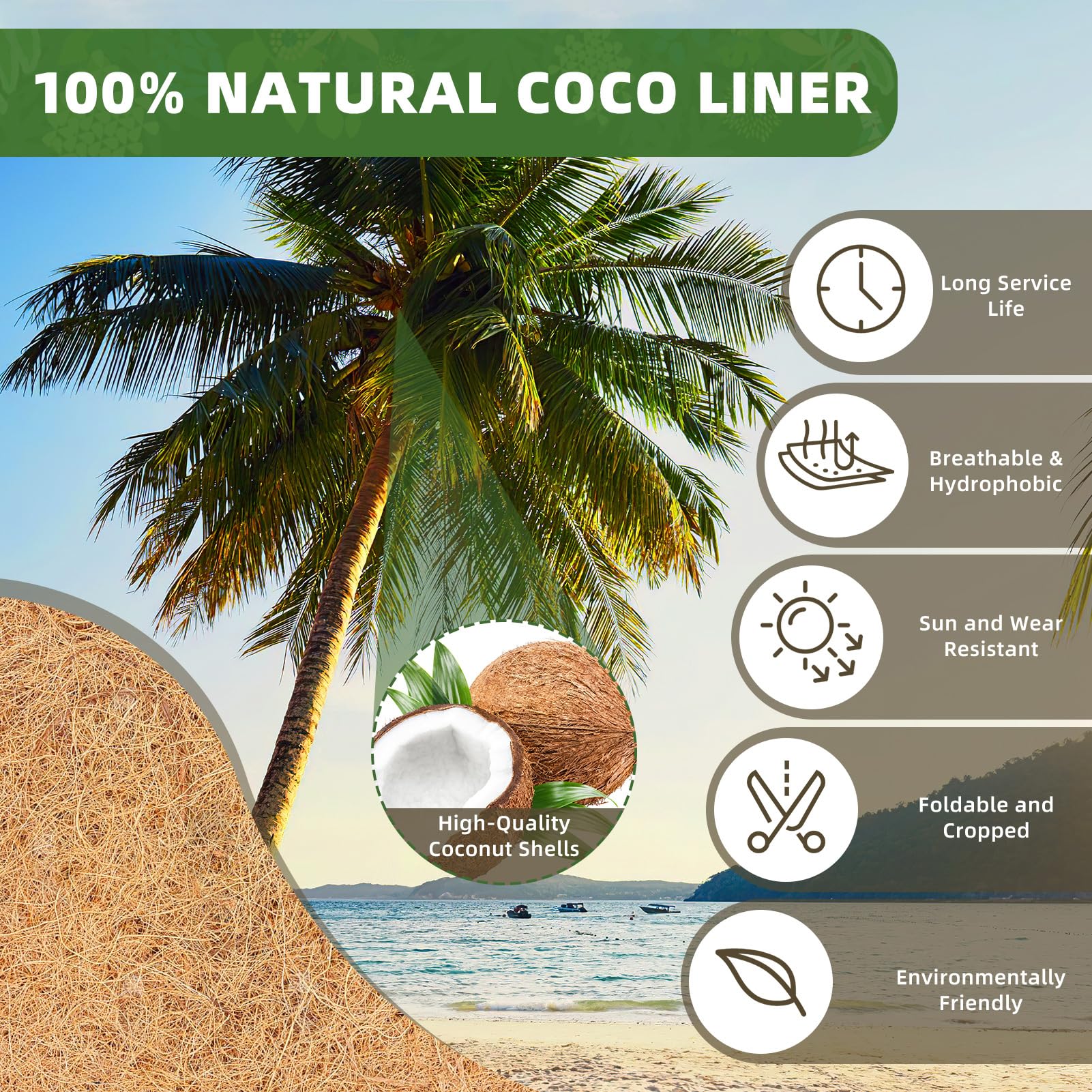 Fansile moisture-retention liner helps maintain balanced soil moisture.